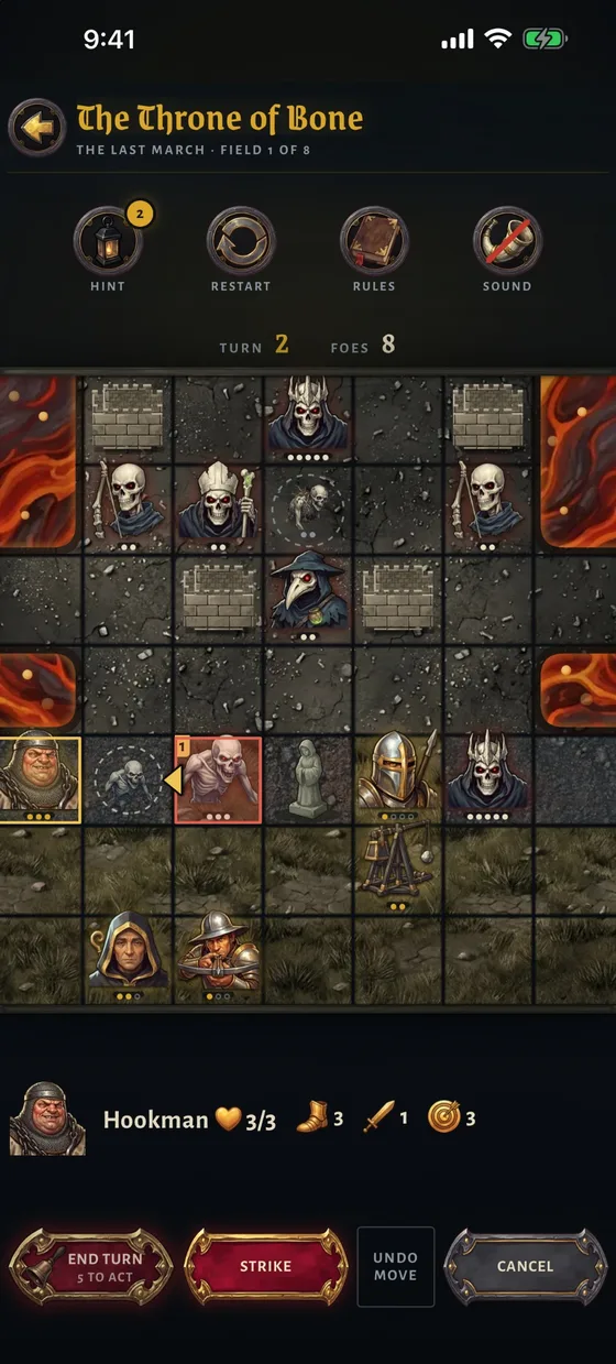 The Throne of Bone: the knights before a wall, the dead and their Bone King beyond it